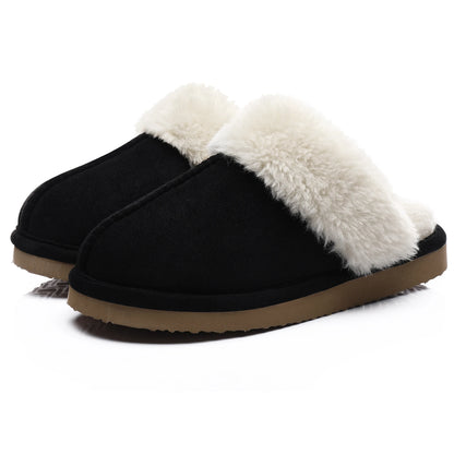 Chinelos de algodão evshine-luxuoso para mulheres, chinelo interior macio, espuma de memória confortável, sapato plano de pele ao ar livre, inverno