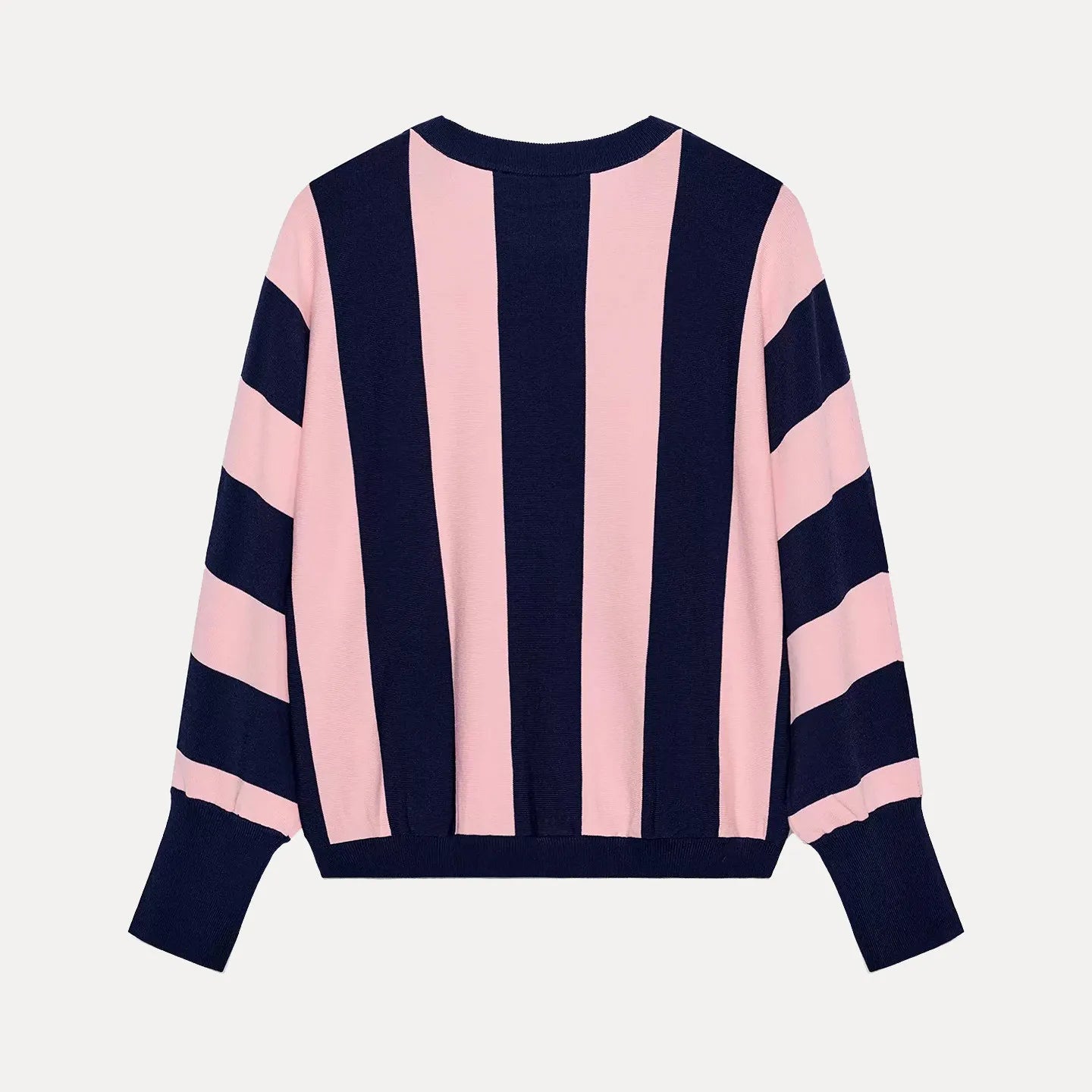 Suéter Listrado de Manga Longa com Gola Redonda Casual para Mulheres, Moda de Verão, Nova Chegada ZADATA, Top Confortável de Corte Solto