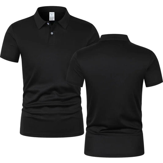 2025 New Summer Men's Short Sleeve Collar Tshirts New Solid Color Casual Polo Shirt Trendy Breathable Loose Basic Splice Top
