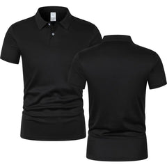 2025 New Summer Men's Short Sleeve Collar Tshirts New Solid Color Casual Polo Shirt Trendy Breathable Loose Basic Splice Top