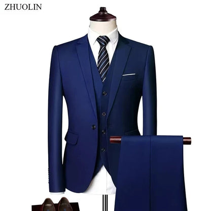 Ternos para homens elegante casamento 3 peças blazers outfit 2 conjunto jaquetas colete calças completo 2025 moda clássico negócios formal