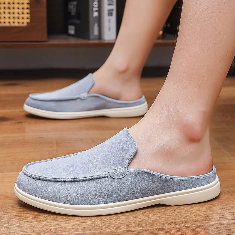 Novos Sapatos Casuais Masculinos de Verão, Modelo Fino, Mules Baotou, Sapatos de Moda com Solado Plano para Homens
