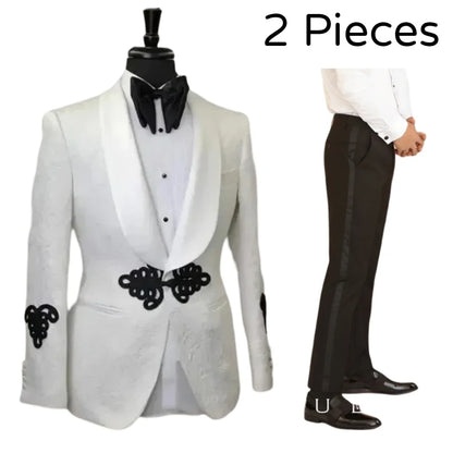 2 pçs ternos florais para homens baile de formatura com botões de árvore de natal casamento noivo smoking fino ajuste jaqueta com calças estilo africano 2025
