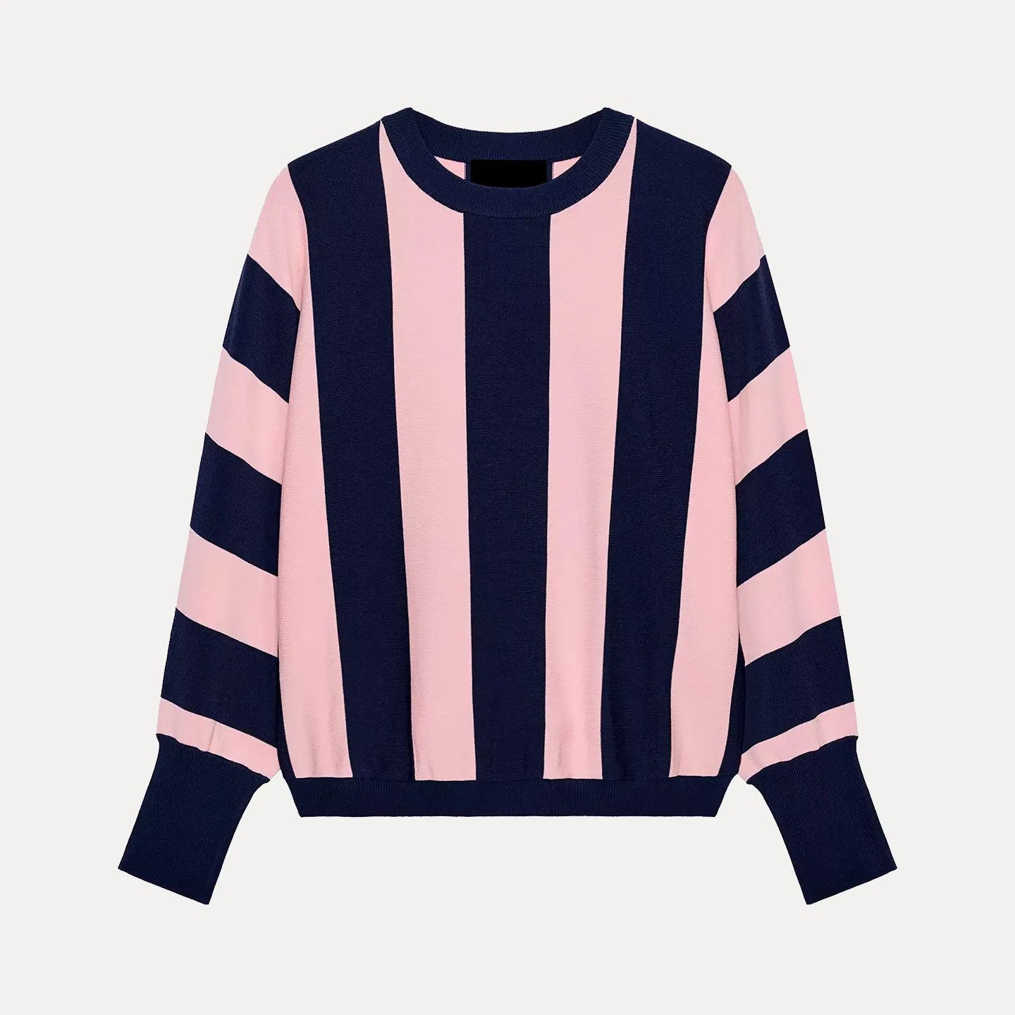 Suéter Listrado de Manga Longa com Gola Redonda Casual para Mulheres, Moda de Verão, Nova Chegada ZADATA, Top Confortável de Corte Solto