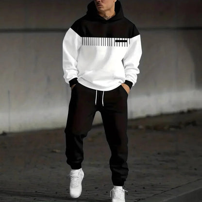 Conjunto Masculino 2026: Moletom com Capuz e Calça Jogger Estampados Digitalmente – Agasalho Esportivo Casual de Verão com Estampa Gráfica (2 Peças)