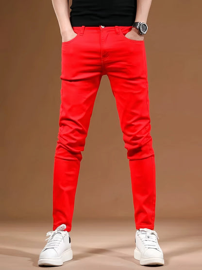 KING JEANS RED Men's Long Pants Bulletproof Business Office Style Simple And Versatile Suitable For Various Occasions