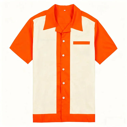 Camisa casual masculina de manga curta com lapela de boliche, camisa esportiva diária, roupas de clube confortáveis e respiráveis, entrega rápida