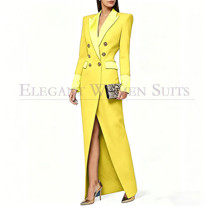 Blazer preto feminino de alta qualidade, com lapela de pico e abotoamento duplo, casaco longo da moda, peça única, luxuoso, estilo Dubai.