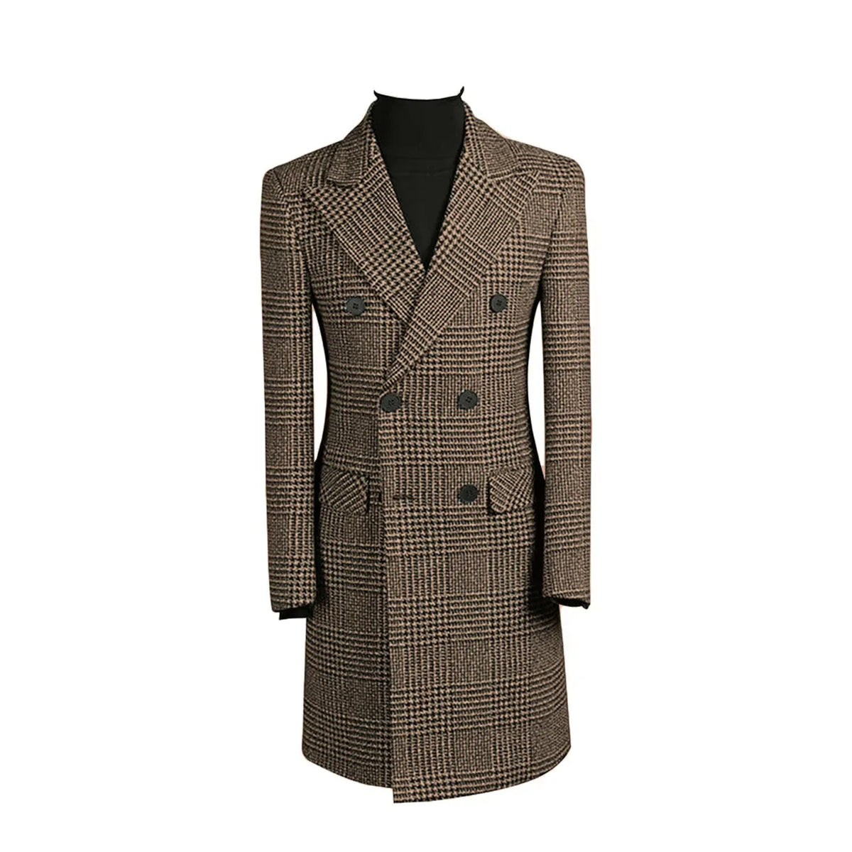 Outono inverno houndstooth casaco longo masculino duplo breasted jaqueta clássica para casamento formal blazers noivo negócios smoking