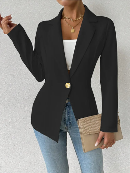Mulheres único botão fino blazer primavera verão senhora entalhado manga longa sólido negócios workwear blazer casacos ZC-ZC740