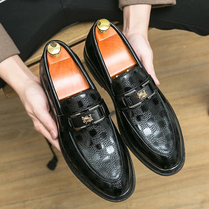 Sapatos sociais masculinos clássicos, sapatos formais de couro, de alta qualidade, casuais, para negócios, casamento, mocassins de escritório
