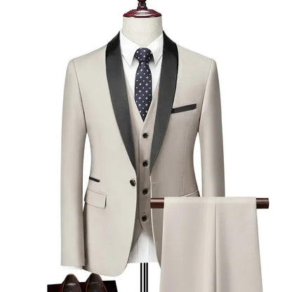 Lapela masculina preto terno conjunto casaco colete calças/negócios padrinhos noivo vestido de casamento fprmal blazer calças