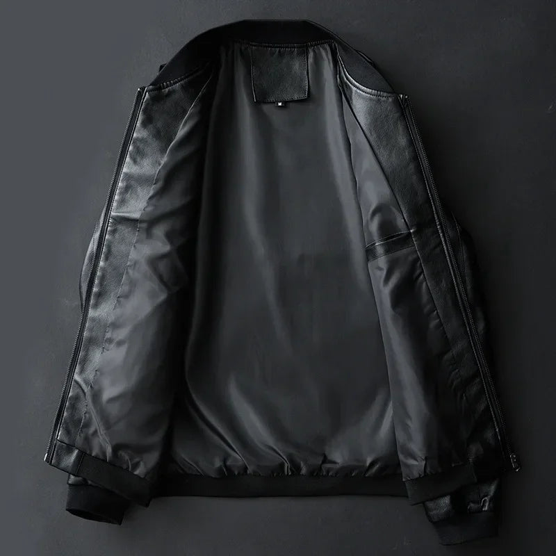 2024 outono novo preto moto biker casacos de couro do plutônio dos homens gola jaquetas de couro casual ajuste estilo punk jaquetas para homem 8xl