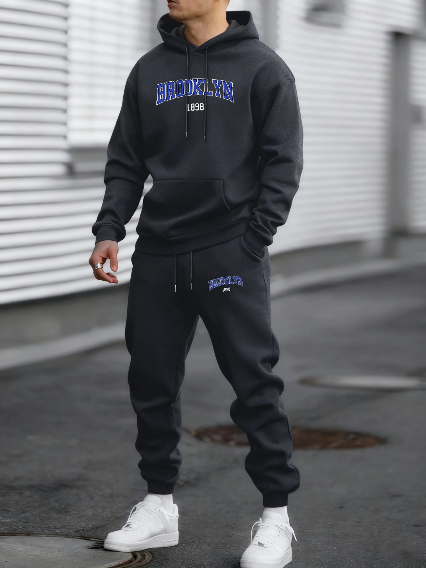 Brooklyn Usa 1888 Print Tracksuit For Men Simple Comfortable Pants All-Match Loose Clothing Unisex Autumn Fleece Sportsuit