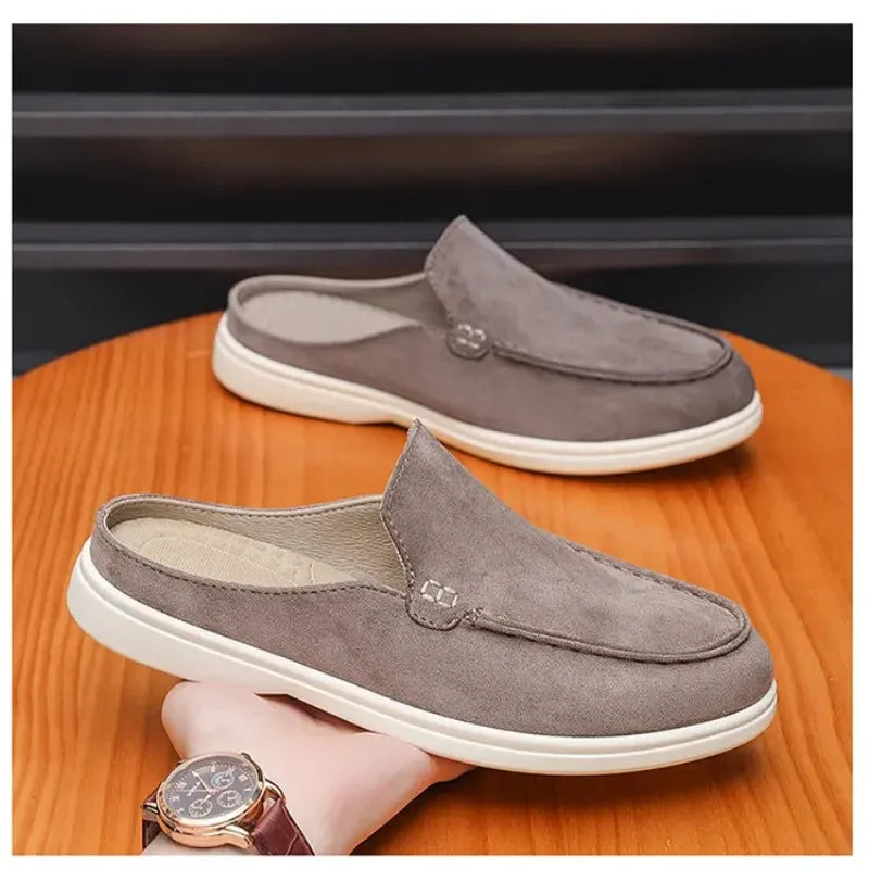 Novos Sapatos Casuais Masculinos de Verão, Modelo Fino, Mules Baotou, Sapatos de Moda com Solado Plano para Homens
