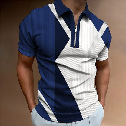 Camisa polo masculina listras manga curta camiseta masculina respirável topos negócios turn down collar streetwear marca de luxo alta qualidade