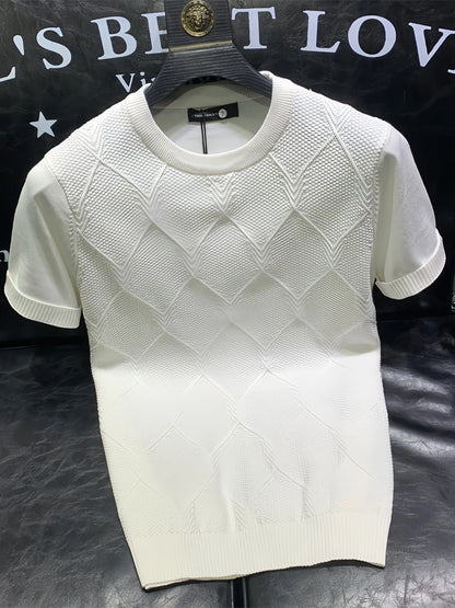 T-shirt de malha versátil, monocromática, manga curta, tops de negócios, roupas coreanas, tendência da moda, A96, novo verão, 2024