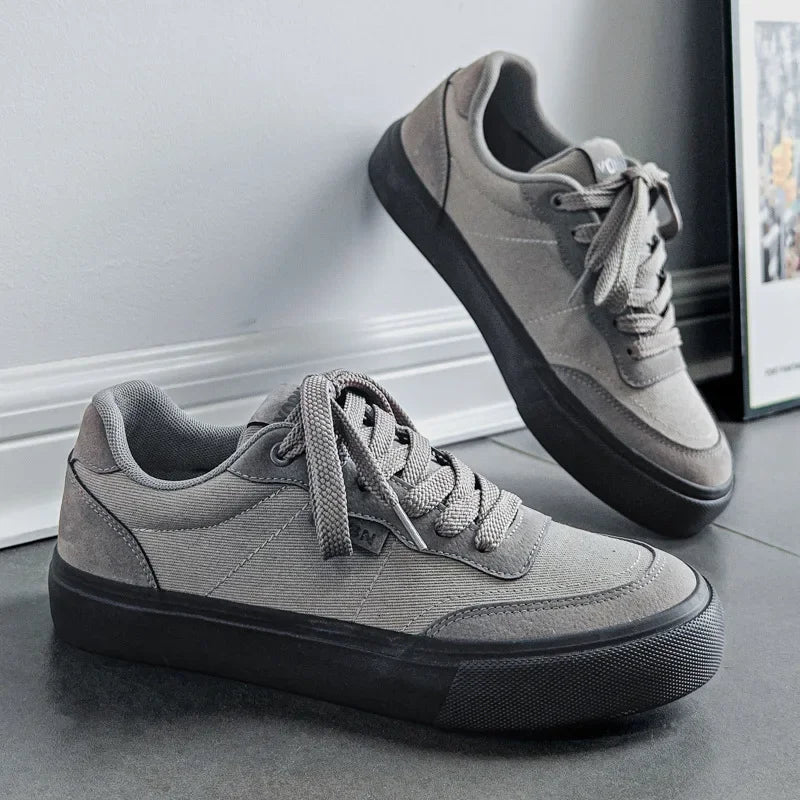 Tênis Masculino Casual Esportivo Retrô de Lona Respirável com Sola de Borracha e Costuras Coladas para Primavera/Outono