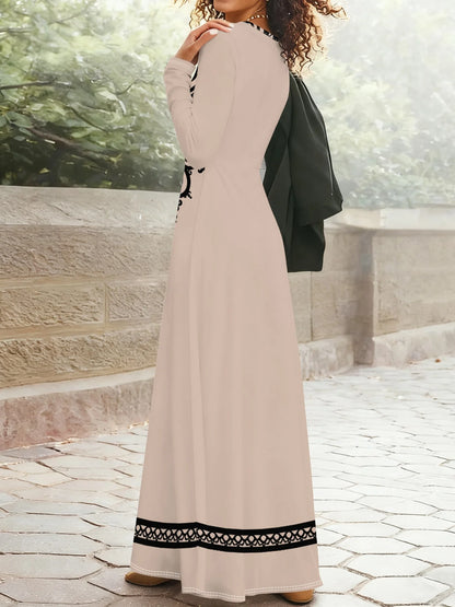 Vestido Maxi de Manga Longa com Estampa para Mulheres