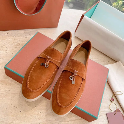 Promoção: Mocassins Femininos de Couro Genuíno Estilo Old Money com Borla e Fivela, Slip On, Casual, Vintage, Sapatos Planos para o Dia a Dia, Y2k