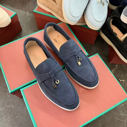 Promoção: Mocassins Femininos de Couro Genuíno Estilo Old Money com Borla e Fivela, Slip On, Casual, Vintage, Sapatos Planos para o Dia a Dia, Y2k