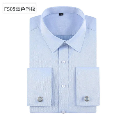 Social formal francês manguito manga longa camisa masculina festa de casamento escritório trabalho masculino vestido camisa cor sólida camisas brancas negócios 6xl