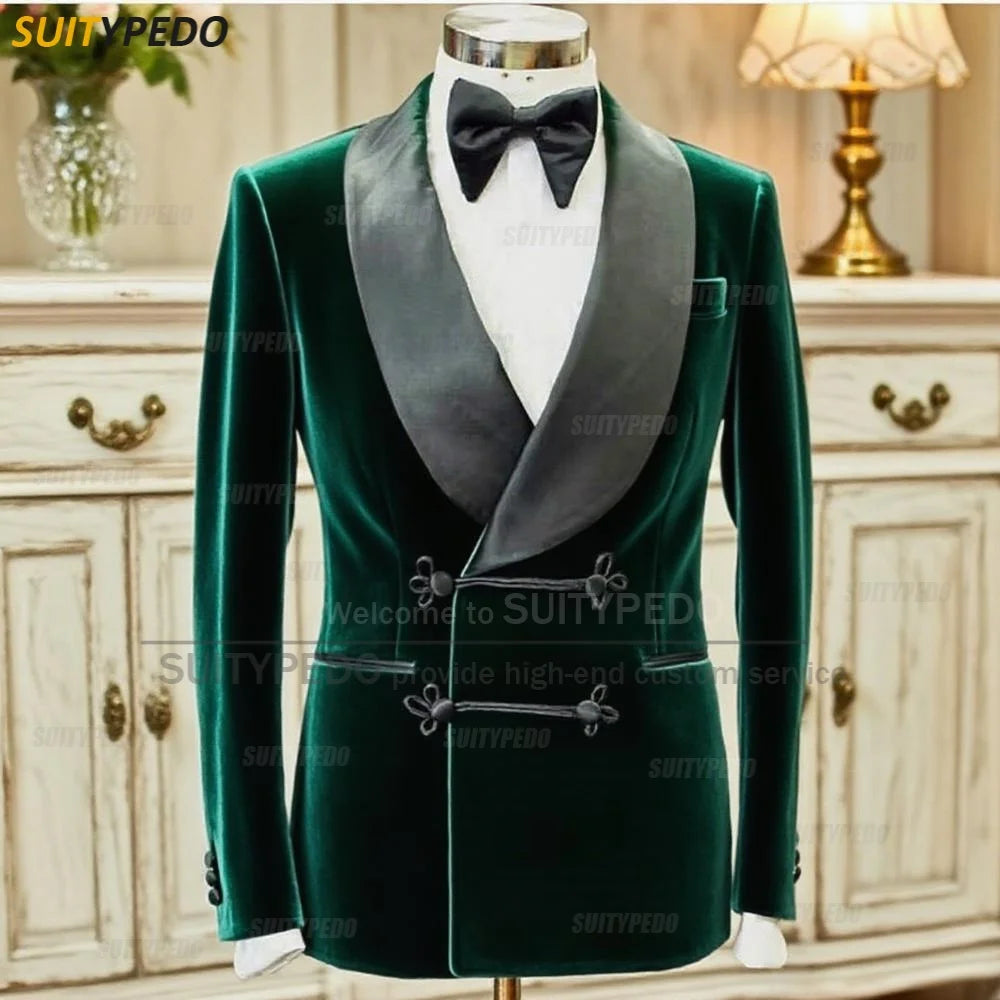 Elegante xale lapela blazers para homens moda outono inverno terno jaqueta breve trabalho de escritório smoking casaco 1 peça formal vestido de noite