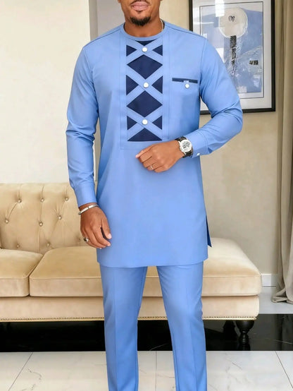 Novo Terno Masculino 2025, Bolso Branco, Conjunto de 2 Peças, Terno Casual de Luxo para Casamento, Estilo Tradicional Africano de Minorias Étnicas