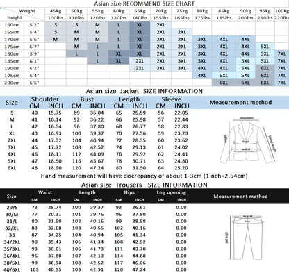 Suit Boutique Men's Fashion Business (Blazer+ Vest + Trousers) Gentleman's Wedding Casual Professional Formal Suit 3 Piece M-6XL