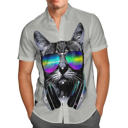 Oversized Streetwear 3D Anime Green Short Sleeve Hawaiian Shirt Men's Beach Summer 5XL Social Homme-863