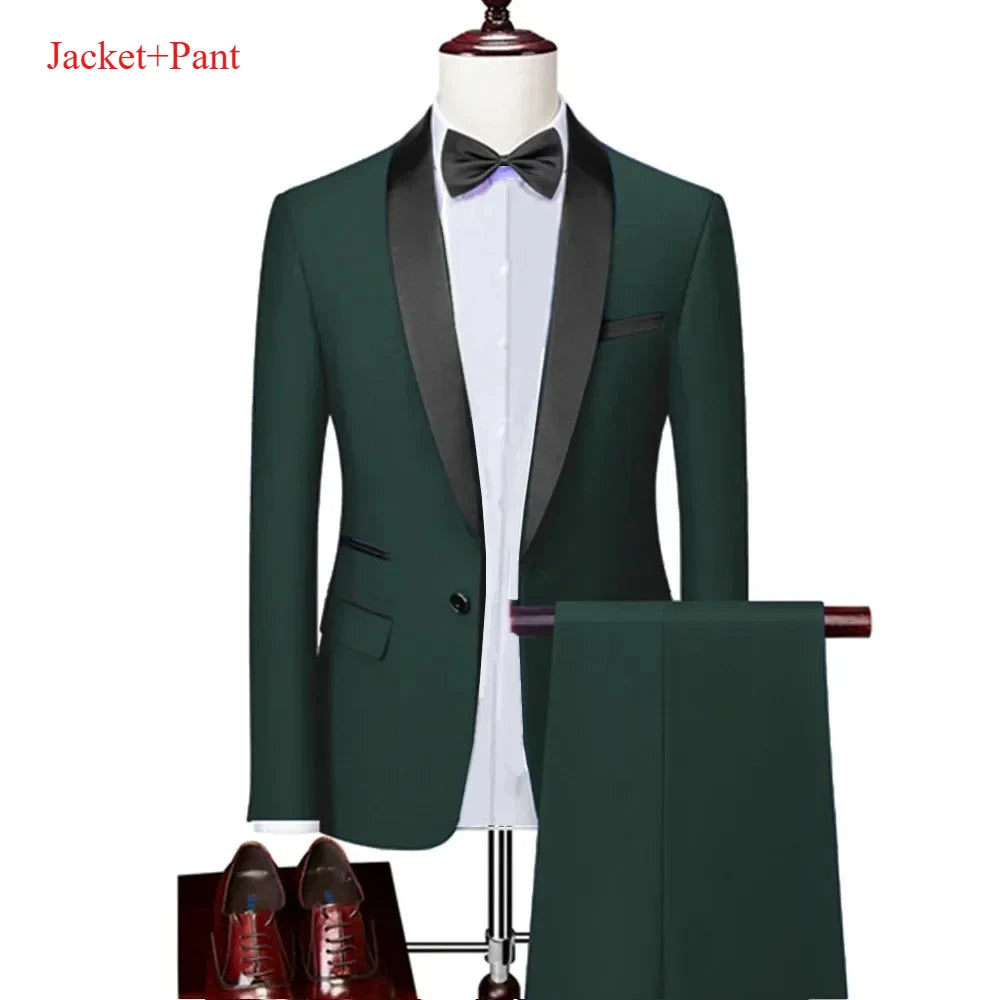 Lapela masculina preto terno conjunto casaco colete calças/negócios padrinhos noivo vestido de casamento fprmal blazer calças