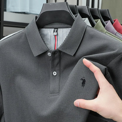 Camiseta Polo de Luxo para Outono e Inverno da Marca Paul, Bordada, Confortável e de Alta Qualidade para Homens, Vendas Quentes