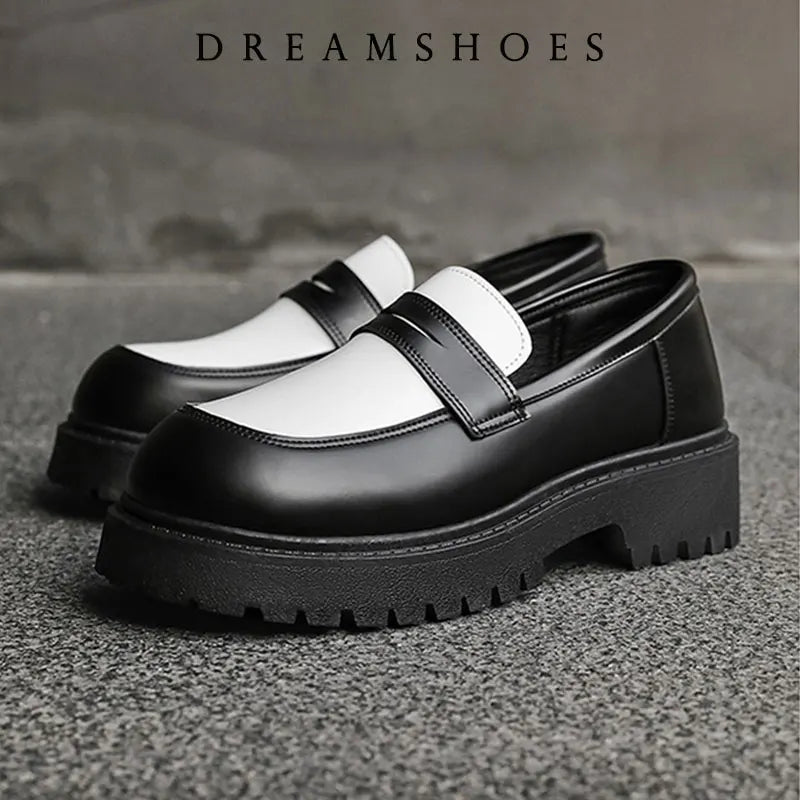 Italian Luxury Brand Loafers Men's Yellow and White Color Leather Shoes Slip-on Fashion Thick Sole Casual Shoes Wedding Moccasin