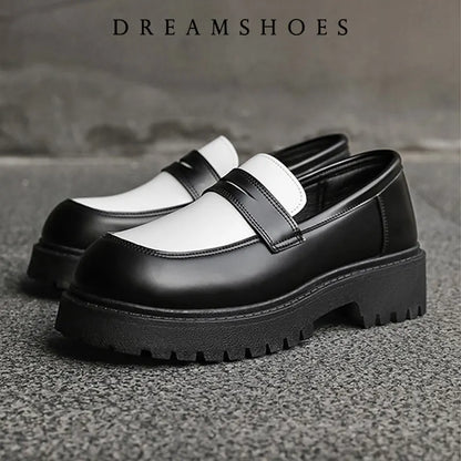 Italian Luxury Brand Loafers Men's Yellow and White Color Leather Shoes Slip-on Fashion Thick Sole Casual Shoes Wedding Moccasin