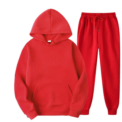 Conjunto de fato de treino masculino, 2 peças: camisola com capuz e calças com cordão, roupa de desporto para homem e mulher, ideal para corrida e atividades desportivas no outono.