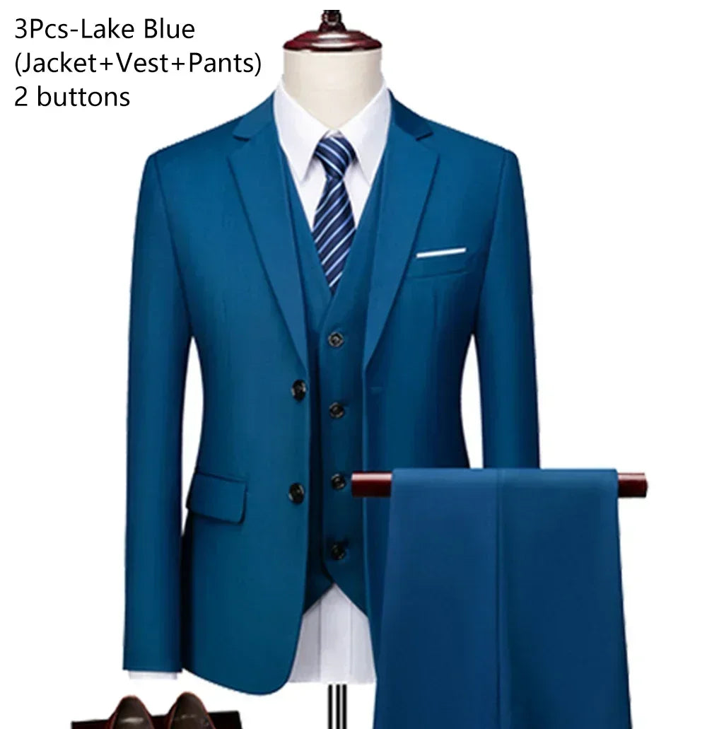 Ternos para homens elegante casamento 3 peças blazers outfit 2 conjunto jaquetas colete calças completo 2025 moda clássico negócios formal