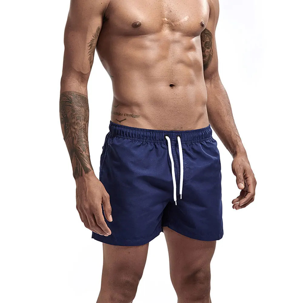 Calções de banho masculinos para praia, calções de banho para ginástica e corrida, calções de banho para homem.