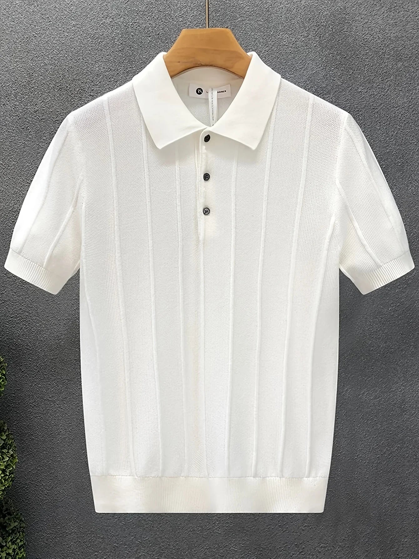 Suéter masculino de gola alta canelada - Camisa casual folgada de primavera com botões - Pulôver simples de cor única - Estilo aconchegante e moderno