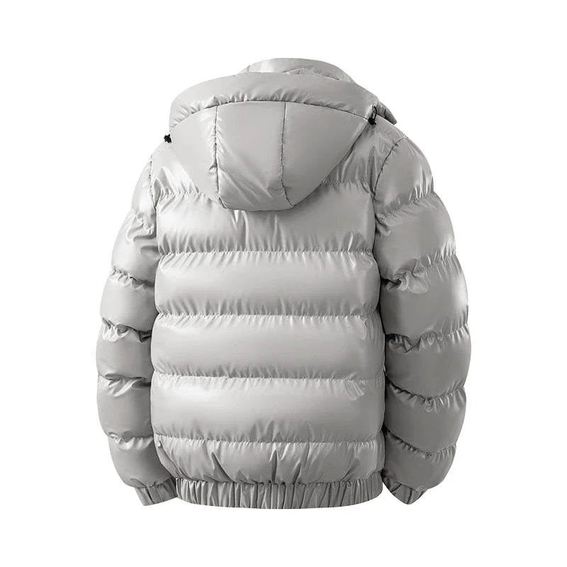 Jaqueta Puffer Masculina, Jaqueta de Inverno Quente e Espessa, Parka Acolchoada de Algodão, Casacos com Capuz, Moda Casual Masculina