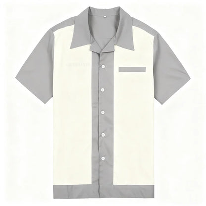 Camisa casual masculina de manga curta com lapela de boliche, camisa esportiva diária, roupas de clube confortáveis e respiráveis, entrega rápida