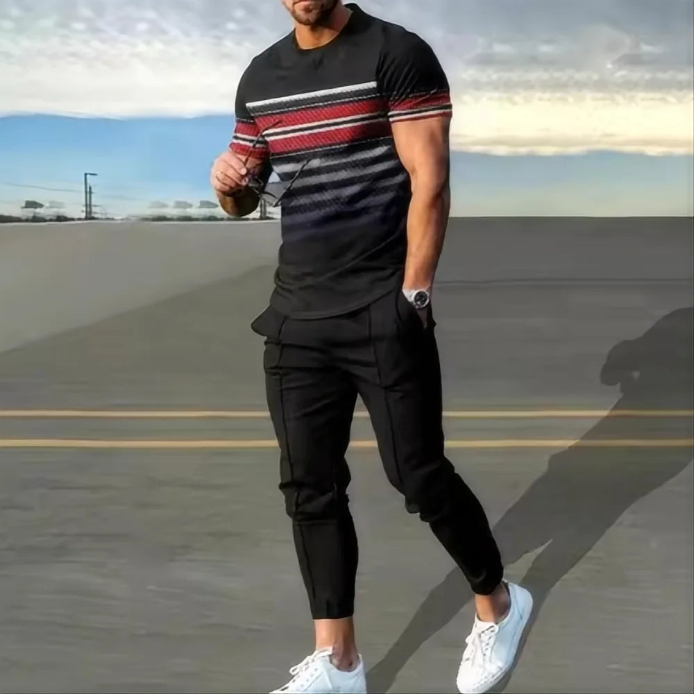 Novo terno esportivo de basquete masculino conjunto de jogging 3d impresso Qeen verão venda quente retro casual manga curta camiseta + calças 2 peças