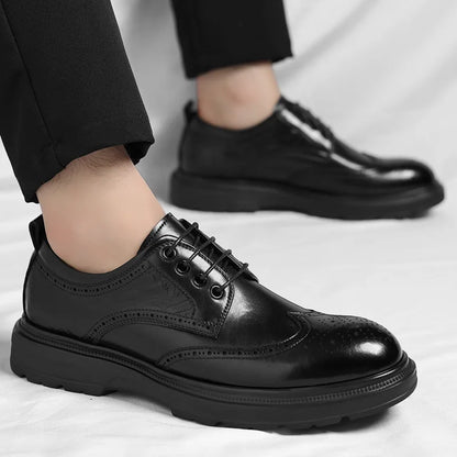 Men's leather shoes business formal wear, casual leather shoes soft-soled lace-up comfortable dress shoes wedding groom shoes