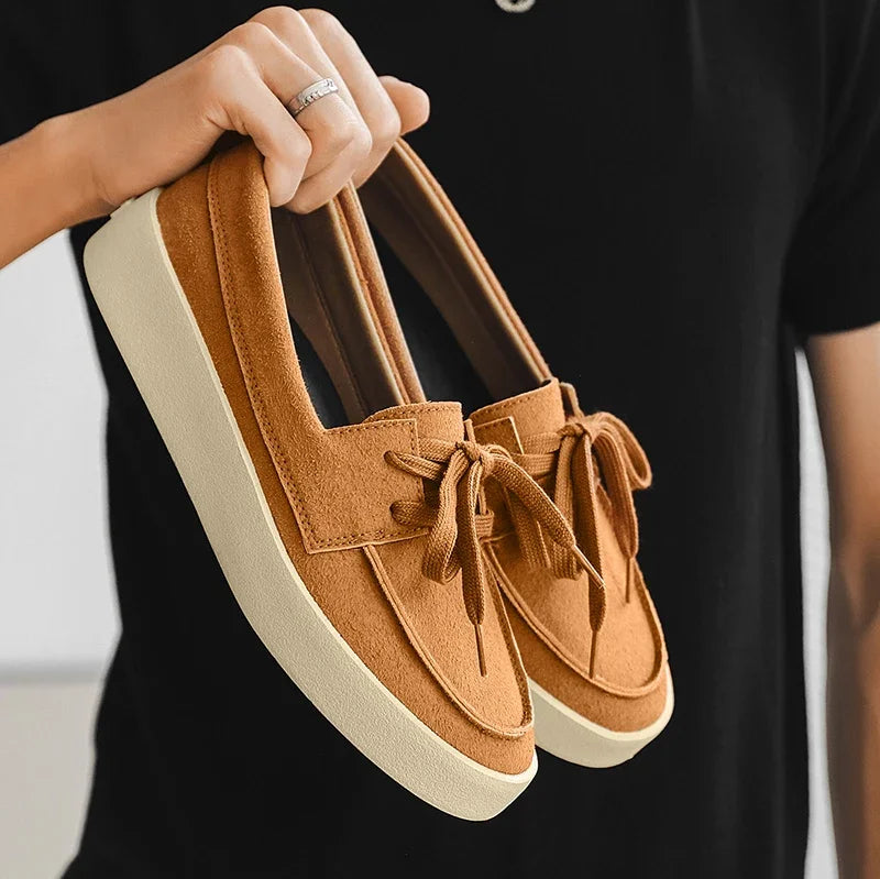 Mocassins masculinos de camurça macia, de alta qualidade, sapatos baixos, leves e confortáveis, para dirigir, verão, sapatos casuais