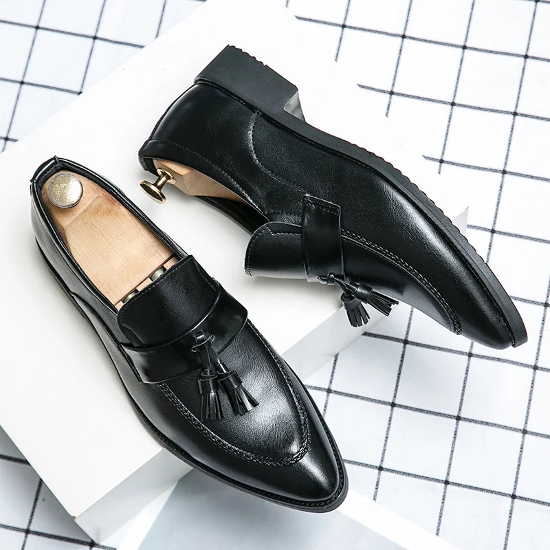 Sapatos de condução de borla masculino, sapatos deslizantes, vestido de casamento, preto, marrom, confortável, na moda, Oxford, masculino