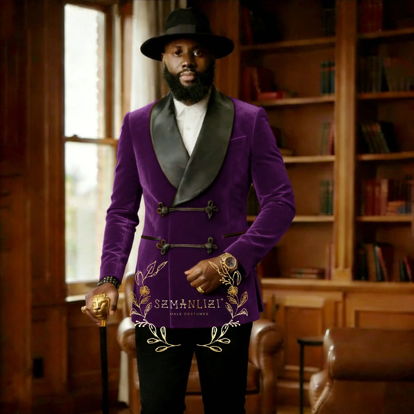 Ternos Formais Masculinos em Veludo Marrom, Blazer com Dois Botões, Calças Elegantes, Ajuste Slim, Roupas Masculinas para Casamento e Casual de Negócios
