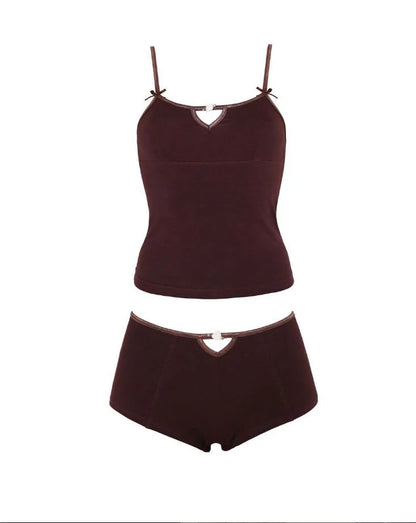 Gaono conjunto feminino fofo de 2 peças, alça espaguete, tops curtos + shorts, pijama vintage, roupa de dormir, coquete de fadas, roupas y2k