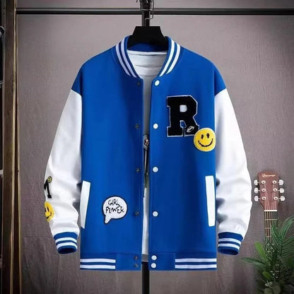 Carta bordada blusão masculino jaqueta de beisebol primavera novo estilo coreano harajuku hip-hop streetwear botão jaqueta universitária