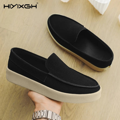Mocassins masculinos de camurça macia, de alta qualidade, sapatos baixos, leves e confortáveis, para dirigir, verão, sapatos casuais