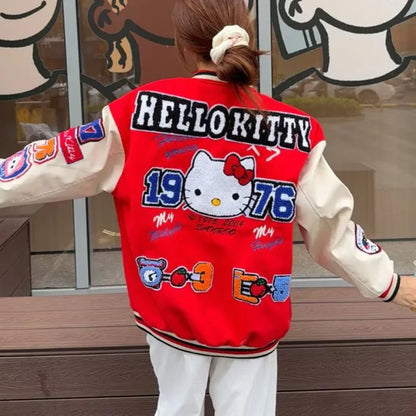 2025 americano retro gato reunindo bordado emenda uniforme de beisebol para homens e mulheres marca de moda solta gola jaqueta