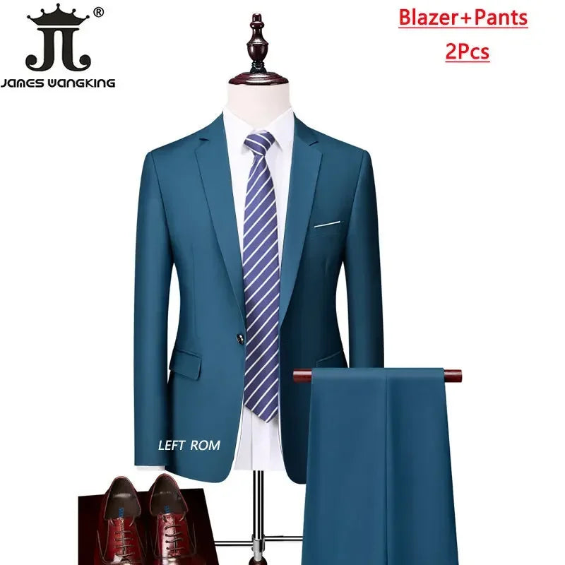 M-6XL 15 Cores (Jaqueta+Colete+Calças) Trajes Formais para Escritório Masculinos Vestido de Casamento para Noivos Vestido de Festa Terno de Cor Sólida